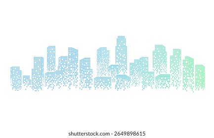 Futuristic modern background with many skyscraper.