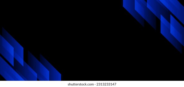 Futuristic modern blue banner background with geometric diagonal overlay layer and glowing lines. Modern simple speed effect geometric shapes creative design