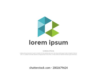 Futuristic Modern Geometric Polygon Triangle Initial Letter R Logo Design Vector