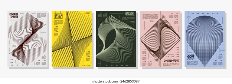 Futuristic modern geometric stripe blend line cover set