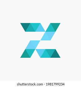 Futuristic and modern geometric Z letter. Made of triangular pattern arrangement. Suitable for technology companies.
