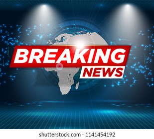 Futuristic, Modern, High tech Enclosed News Studio Background, News. Hud futuristic Background