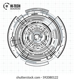 Futuristic Modern HUD Infographics Interface Virtual Circle Element. Vector Illustration for User Interface. Multimedia. Future Abstract Web Background. Loading Animation. Business Concept