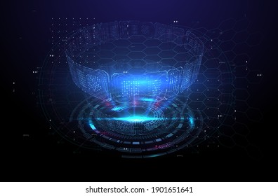 Futuristic modern HUD interface screen design. Abstract futuristic UI on blue background. Abstract vector background. Abstract technology design innovation concept background.