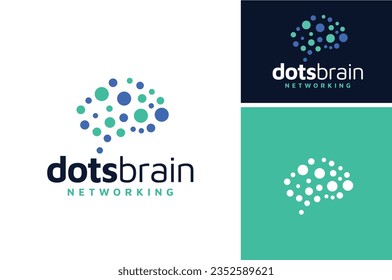 Futuristic modern human brain digital dots structure for intelligence innovation science tech knowledge logo design