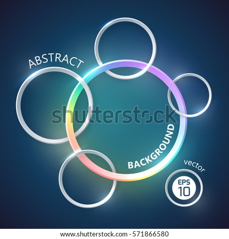Futuristic modern inteface background with glossy intersecting circles of different size with editable curvy title text vector illustration