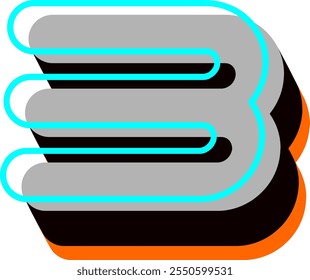 Futuristic Modern Letter Alphabet B