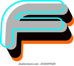 Futuristic Modern Letter Alphabet F