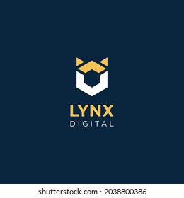 Futuristic Modern Lynx Digital Technology Logo Design For Cloud Computing Data Service, Cyber Security System and Crypto Currency Business