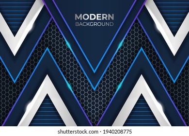 Futuristic Modern Overlapped Triangle Blue Background with Glow Effect