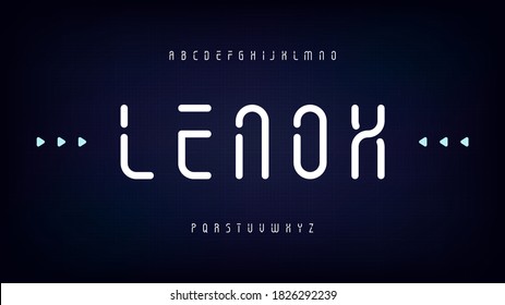 Futuristic modern rounded condensed thin sci fi display stencil font clean letter set lenox typeface