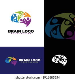 futuristic modern and techno brain vector logo template