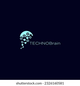Futuristic modern and techno brain vector logo template