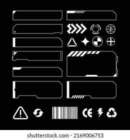 futuristic modern techno line template set frame pattern with black dark background graphic element 