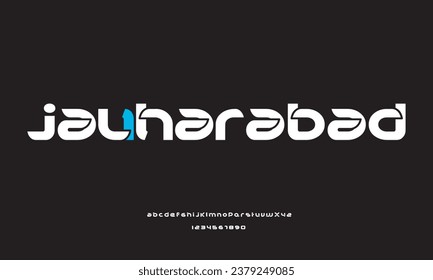 Futuristic modern techno sci fi bold display stencil font, abstract geometric clean monospaced letter set typeface.