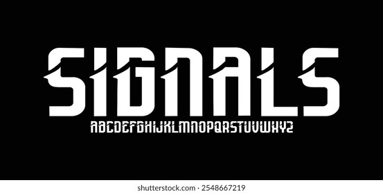Futurista moderna techno sci fi negrito display stencil font, abstrato geométrico limpo monoespaçado letra conjunto homan typeface