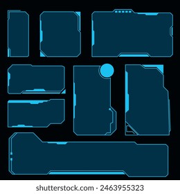futuristic modern user interface elements, hi-tech screen hud for video games. science fiction concept design. info box bar and modern digital info box layout.