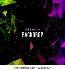 Futuristic Molecular structure design. Cybernetic dots polygons connection, creative dark banner