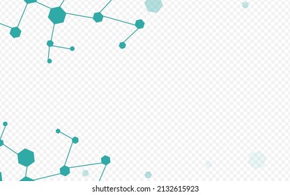 Futuristic Molecular Vector Transparent Background. Medical Science Frame. Technology Hexagon Abstract Design. Modern Pattern.