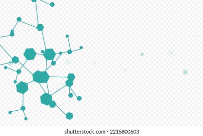 Futuristic Molecular Vector Transparent Background. Dna Microbiology Wallpaper. Abstract Chemical Structure Medicine Illustration. Modern Texture.
