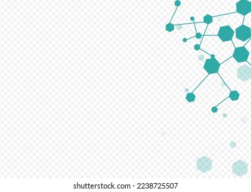 Futuristic Molecular Vector Transparent Background. Hexagon Technology Poster. Modern Chemistry Microbiology Cover. Scientific Illustration. - Powered by Shutterstock - Get 15% off with code: PIKWIZARD15