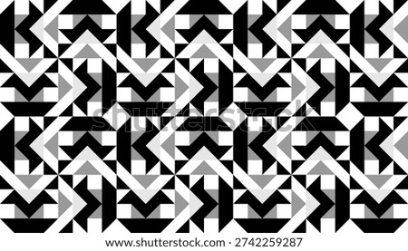 Futuristic monochrome labyrinth pattern, seamless high-contrast background for technical branding and industrial design