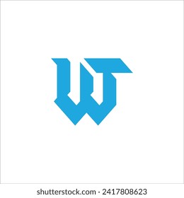 Futuristic monogram letter W and T for gaming business logo