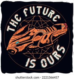 A futuristic motorcycle, cyberpunk, hologram font