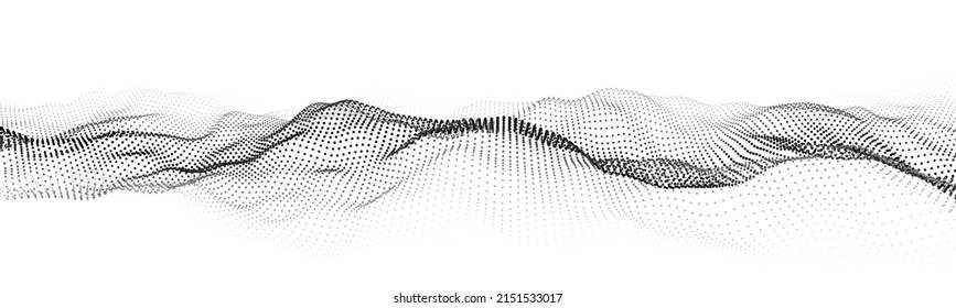 Futuristic moving wave. Digital background with moving glowing particles. Big data visualization. Vector illustration.