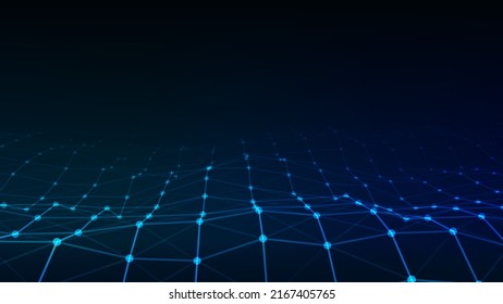 Futuristic moving wave. Digital background with moving glowing particles and lines. Big data visualization. Vector illustration.