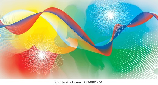 Futuristic multicolor abstract background. shining wave lines pattern for banner, wallpaper, cover. Vector illustration