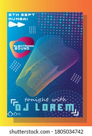 futuristic music poster with a music flyer and particles with blue background 