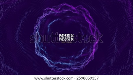 Futuristic Music Sound Wave Visualization. Abstract 3D Particle Flow Circle. AI Technology, Digital Data, and Audio Spectrum Concept. Vector Background for Music, Tech, and Science.