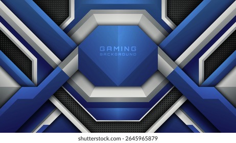 Fondo futurista del juego del azul marino y de la plata, telón de fondo de los deportes electrónicos, Anuncio de la corriente para los jugadores