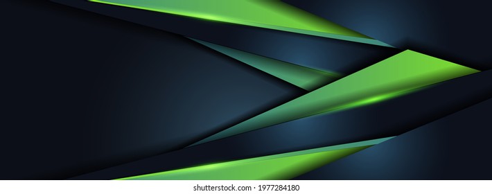 Futuristic Navy and Green Shape Combination Background Design.	