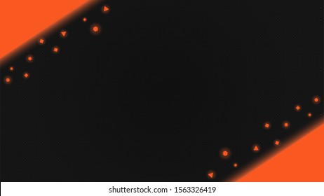 Futuristic neon abstract background. Glowing orange digital elements with dark texture pattern. Vector illustration.