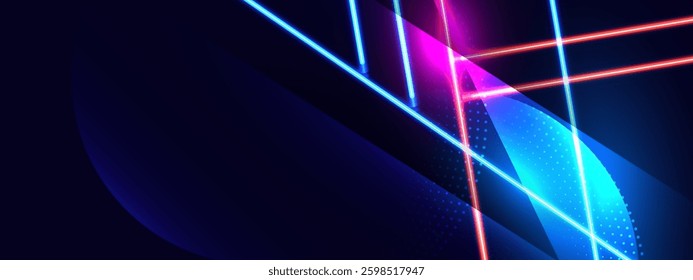 Futuristic neon abstract background with glowing light effects. Vector ilustration.