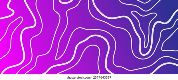 Futuristic neon abstract topography background. Abstract wavy pattern cover. Topographic geometry texture. Web site backdrop vector illustration