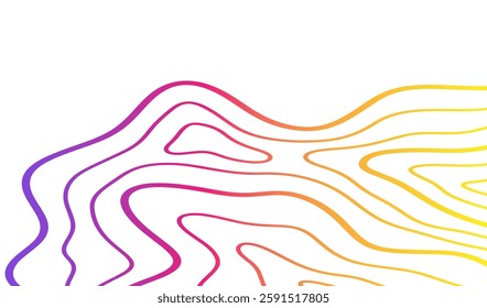 Futuristic neon abstract topography gradient background. Abstract wavy pattern cover. Topographic geometry texture. Web site backdrop vector illustration