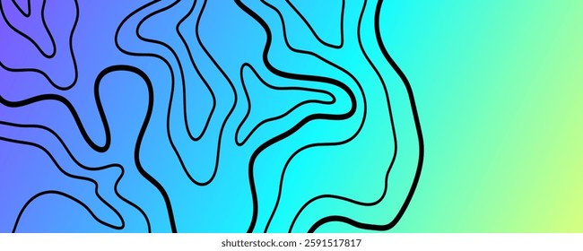 Futuristic neon abstract topography gradient background. Abstract wavy pattern cover. Topographic geometry texture. Web site backdrop vector illustration