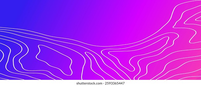 Futuristic neon abstract topography gradient background. Abstract wavy pattern cover. Topographic geometry texture. Web site backdrop vector illustration