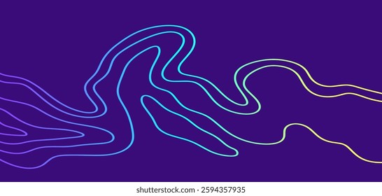 Futuristic neon abstract topography gradient background. Abstract wavy pattern cover. Topographic geometry texture. Web site backdrop vector illustration