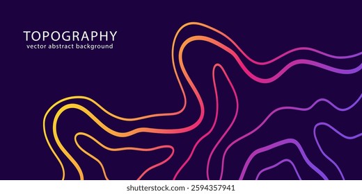 Futuristic neon abstract topography gradient background. Abstract wavy pattern cover. Topographic geometry texture. Web site backdrop vector illustration
