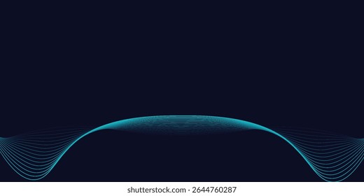 futuristic neon blue abstract background with wave line on dark