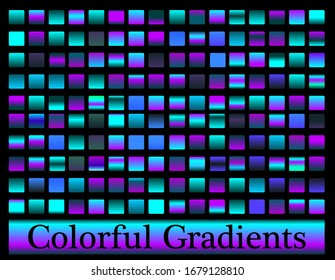 Futuristic neon blue big set collection of gradients, luxury simple modern cover background