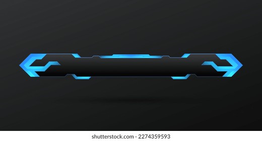 Borde azul neón futurista menor interfaz de tercer juego pantalla titular de la barra de banner plantilla