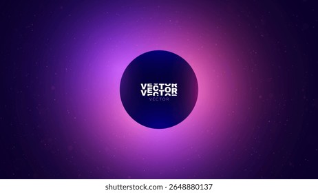 Anuncio futurista de la forma del círculo del neón con la luz púrpura brillante en fondo oscuro. Ilustración vectorial Abstractas geométrica.