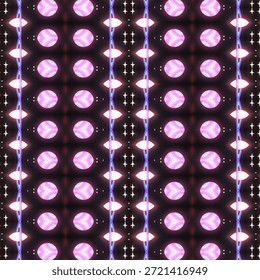 Patrón cósmico de neón futurista con planetas brillantes y estrellas sobre fondo oscuro. Diseño de espacio Abstractas, arte de ciencia ficción, geometría sin fisuras, textura digital.