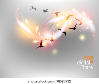 futuristic neon digital bird design