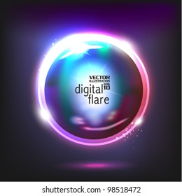 diseño de cuadro de neón digital flare futurista
